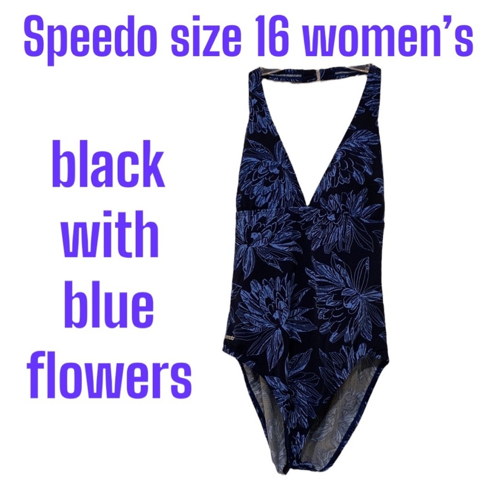 VGUC Size 16 Speedo Halter Floral Adjustable Halter Neck Strap Flowers Women’s